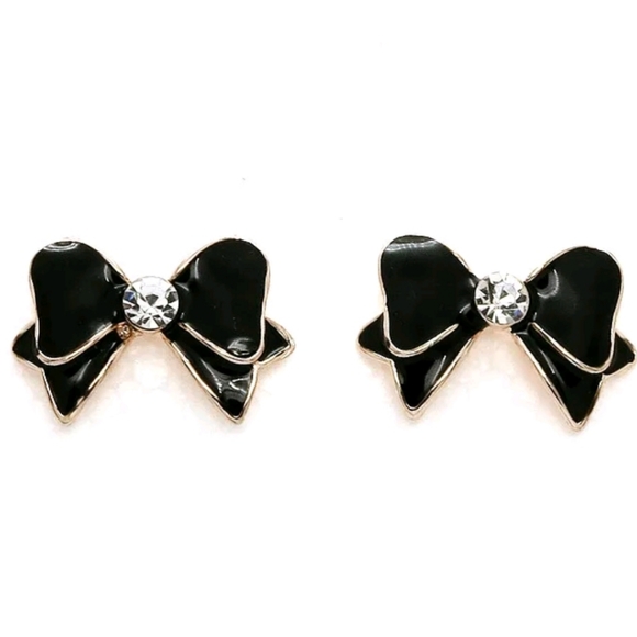 Betsey Johnson Jewelry - 🎀 Black Bow & Gem Earrings